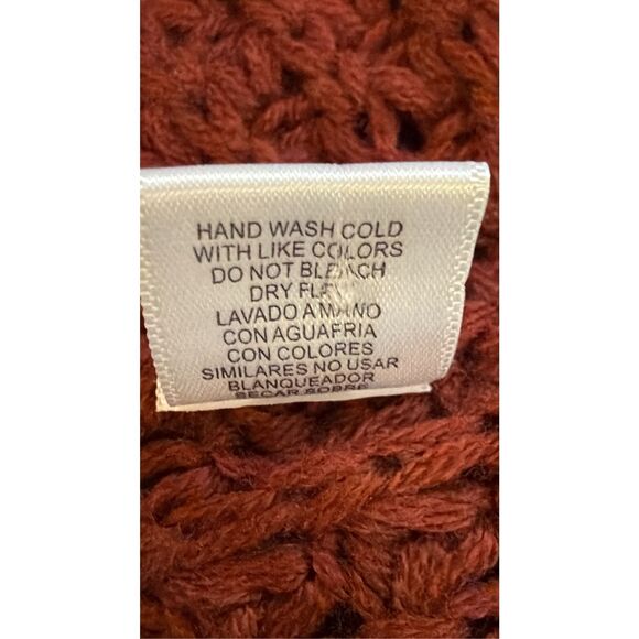 Zenana Outfitters Women’s L Sweater Red/Brown Asymmetrical Cowl Neck Chunky Ribb - Picture 8 of 9
